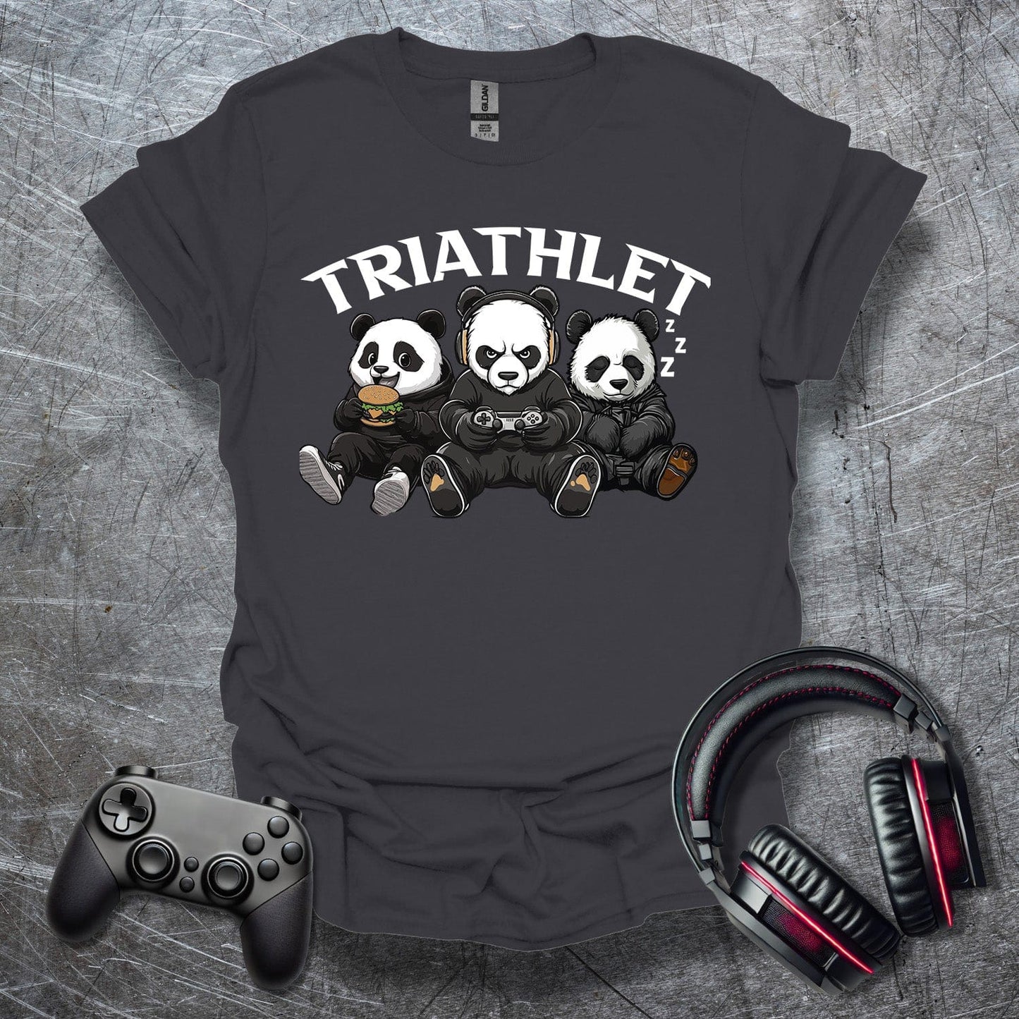 Detailled Triathlet Panda T-Shirt